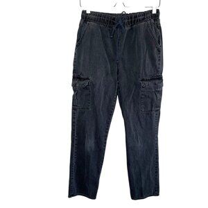 So Juniors Super High Rise Black Cargo Jogger Drawstring Denim Jeans Size 5/27